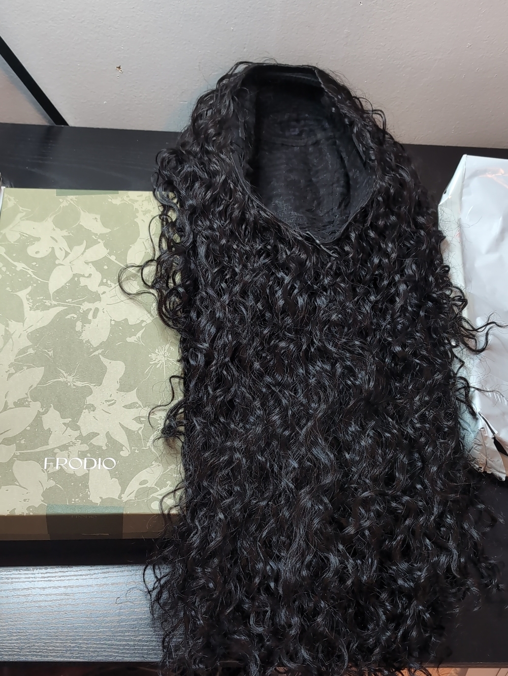 26 Inch Curly Half Wig Fiber Blend Glueless 3-in-1 Drawstring Natural Black 200%